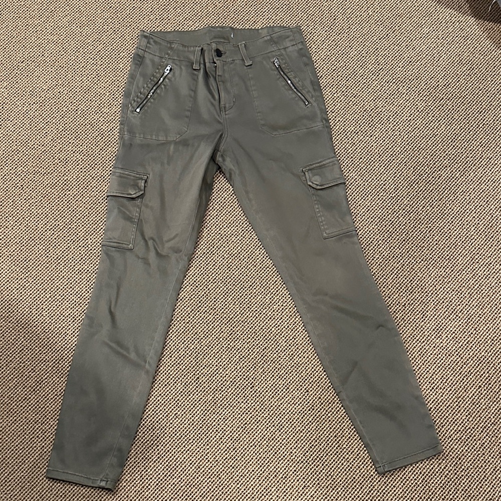 Army green Cargo Pants with Zipper Pockets